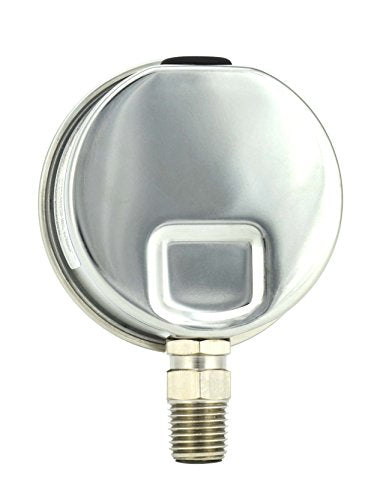 1-1/2" Pressure Gauge, Stainless Steel Case, Chrome Plated Brass Connection, Lqiuid Filled, Compound Vacuum -30 Hg - 0-30 psi Lower Mount 1/8" NPT 1- 1/2" -30 / 0 / +30 inHg/psi