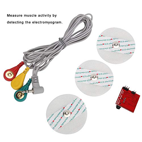 EMG Muscle Sensor, Electromyographic Sensor, Muscle Signal Sensor System with EMG Connection Cable + Test Suction Pad, for Measuring and Observing Muscle Activity