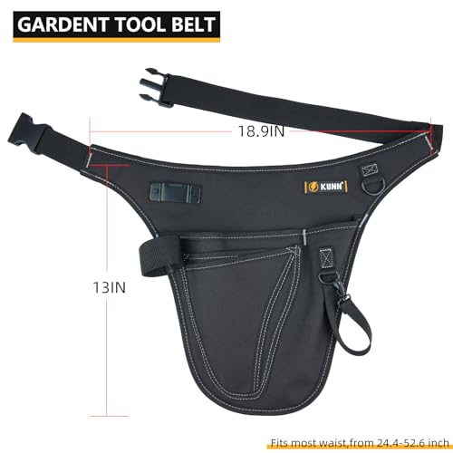 KUNN Garden Tool Organizer Belt Multifunctional Work Apron Pouch for Gardeing Florist Plumbing,Black + 5 Gallon Bucket Organizer 18-Pocket Tool Bag with Hangable Handle