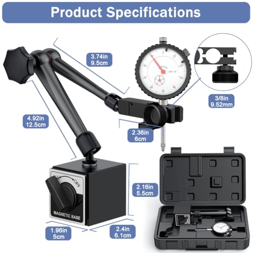 0-1"/0.001"Dial Indicator with Magnetic Base,Dial Test Gauge Set