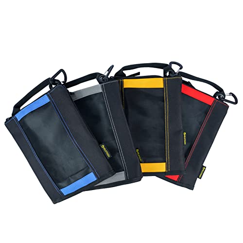 MELOTOUGH Fastener Bag Small Zip Tool Pouch Canvas Utility Zipper Tool Bag with Heavy Duty Mesh Window,Carabiner Clip