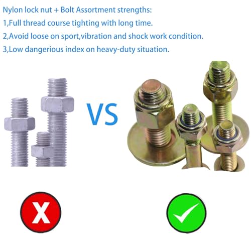 9/16" x 4-1/2" Hex Bolt by Color Galvanization with Nylon Lock nut and Large Washer Assortment Kit,Alloy Steel,Grade 8(6pcs Pack), 3" Wide Trailer Leaf Spring Bolt Kits,By metalsuberg G8 9/16" x 4-1/2"(6 pack) 6