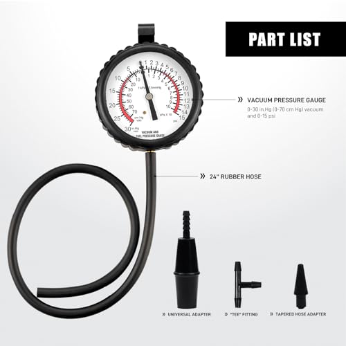 Fuel Pump Tester Gauge Kit, Leak Carburetor Pressure Diagnostics Kit 5pcs Fuel Pump Tester