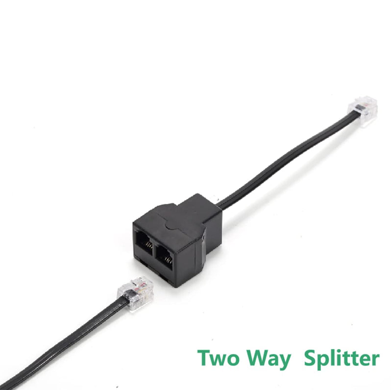 Vthahaby Phone Line Splitter,Telephone Splitter,with RJ11 6P4C Plugs,Suitable for Telephone,Fax Machine,Black (Black 5Pack)