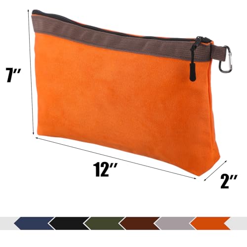 Abbylike 6 Pack Waxed Canvas Tool Pouches 12 x 7.5 x 2 Inch Small Tools Bag Heavy Duty Canvas Zippered Pouches Small Waterproof Utility Tool Pouch for Portable Multipurpose Storage Organizer Supplies