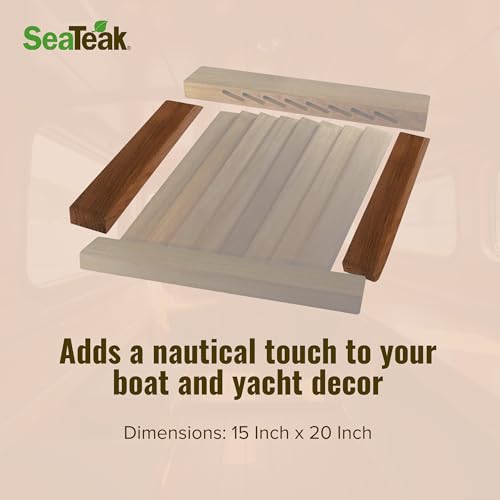 SeaTeak Horizontal 17-3/4"x9-3/8"x3/4" Wooden Louvered Insert, 100% Solid Teak Wood, Perfect For Boats, Spas or Bathrooms, Hand Sanded and Finished