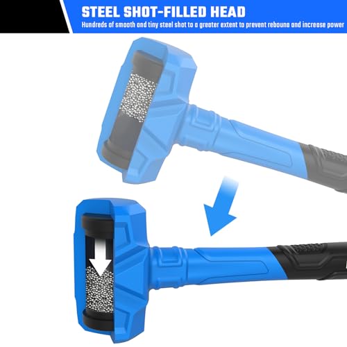 REAL STEEL Dead Blow Hammer 45 Oz Rubber Mallet Non-Marring and Sparking Resistant with Steel Shot-filled Head Ideal for DIY,Automotive,Furniture (0318) 45 ounce