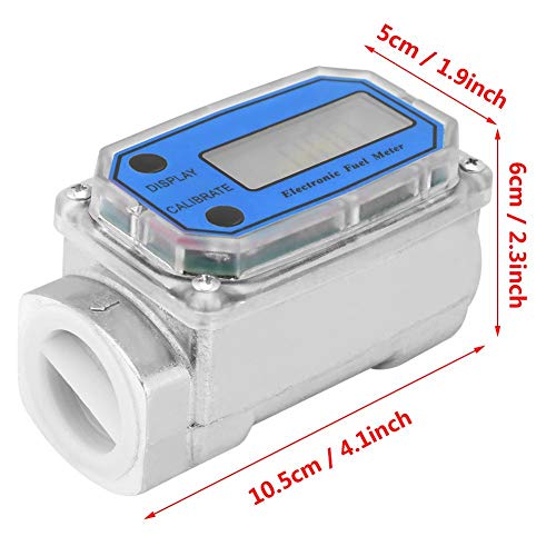 Turbine Meter Mini Digital Turbine Flow Meter Diesel Fuel Flow Meter 15-120L 1 Inch NPT (Blue)