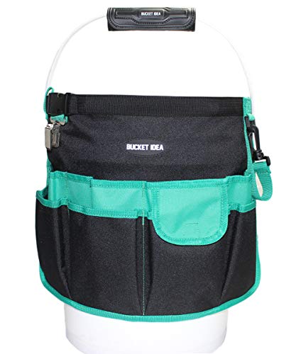 MELOTOUGH Bucket Idea Bucket Tool Organizer + Heavy Duty Tradesman Pro Tool Pouch with Various Sized Pockets