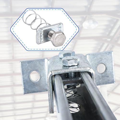 30 PCS Spring Strut Channel Nuts and Bolt Kit, M10 Iron Plain Channel Nuts with Long Spring & Hex Bolts, Zinc Electroplate Finish, Heavy Duty Fastener for 1-5/8" Strut Channels