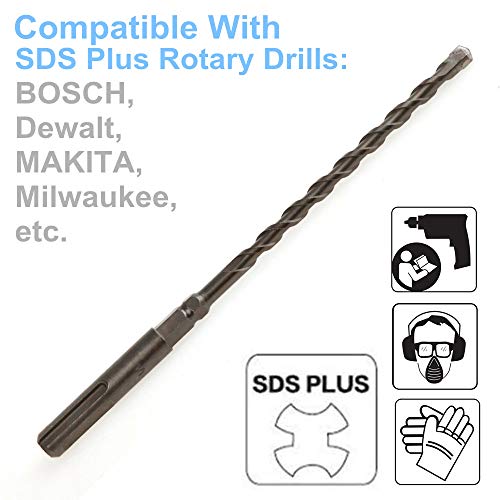 24PC, 3/16" x 7" with 1/4" SDS Plus Hex Rotary Hammer Drill Bits for Concrete Screw, Rotary Drill Bit 3/16, Sds Plus Bits (3/16 x 7,24) 24 3/16 x 7