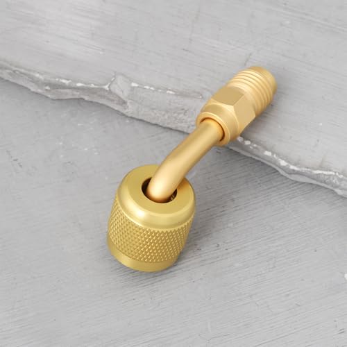 ECSiNG HVAC Refrigerant Can Adapter 1/4 in LH Female Thread to 1/4 in RH Male Thread 90° Elbow Compatible with A2L R454B R32 90-degree