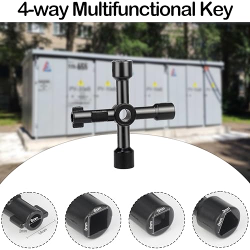Water Meter Key 28 Inch Shut Off Tool - 4-Way Multifunctional Key and Seal Tape for Opening and Closing Meters or Valves