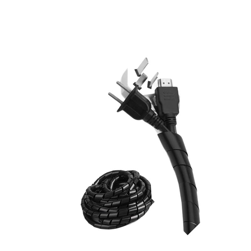 Spiral Cable Wrap -(6 mm) Cord Covers Bundle Sleeve Hose for PC TV Computer Electrical Wire Organizer, Cord Cover and Detangler (1/4 Inch-45Ft Black) 6mm