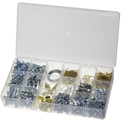 Akro-Mils 96352A Plastic Portable Parts Storage Box Bundle, Hardware and Crafts Organization Boxes with Hinged Lid and 5 Fixed Dividers, 8-Inch x 4-5/8-Inch x 1-1/2-Inch, 12-Pack, Clear