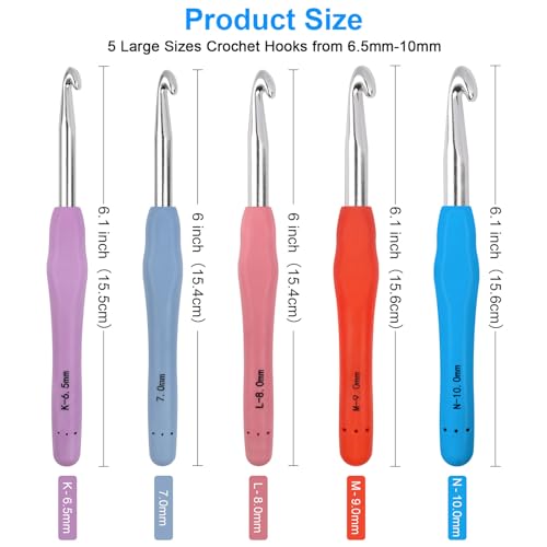 Garden Tools Set, 3 Pack Heavy Duty Gardening Tools Set Include Garden Shovel, Transplant Trowel and Hand Rake + Large Crochet Hooks 5 Sizes Crochet Hook Set, 29 Pack Yarn Needle Kits for Beginners