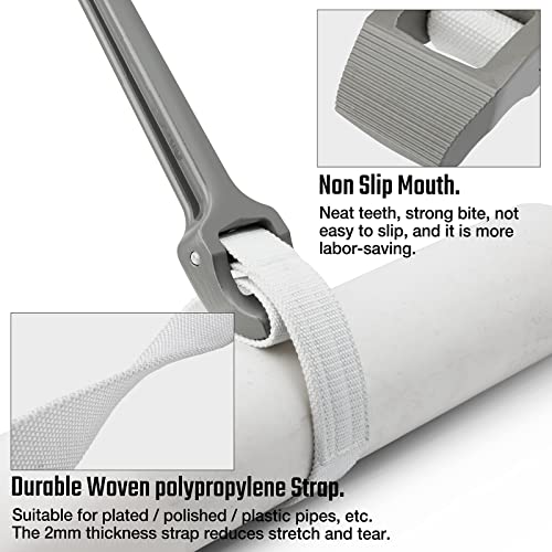 DURATECH Strap Wrench 18" Handle, Adjustable Nylon Strap Pipe Wrenches 18 Inch Grey