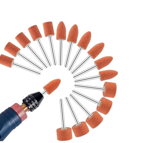 42 pieces corundum grinding tip set, grinding attachment, 1/8 inch shank size | Stone grinding polishing head grinding wheel head drill for use on gemstones, glass, metal and wood