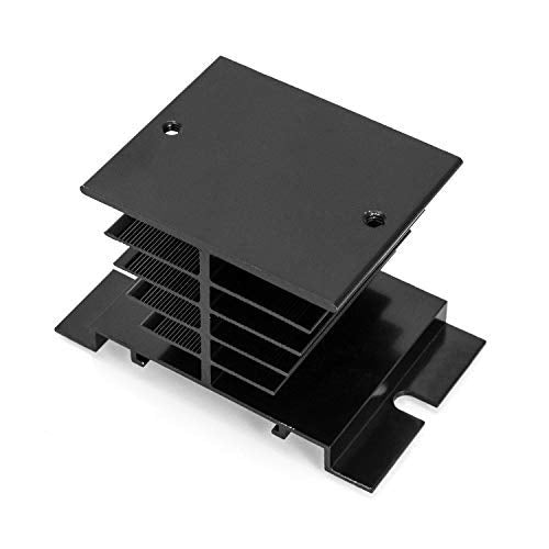 QWORK® Single Phase Aluminum Solid State Relay for SSR-10A, 25A, 40A, Black, Pack of 2 (Pack of 2)