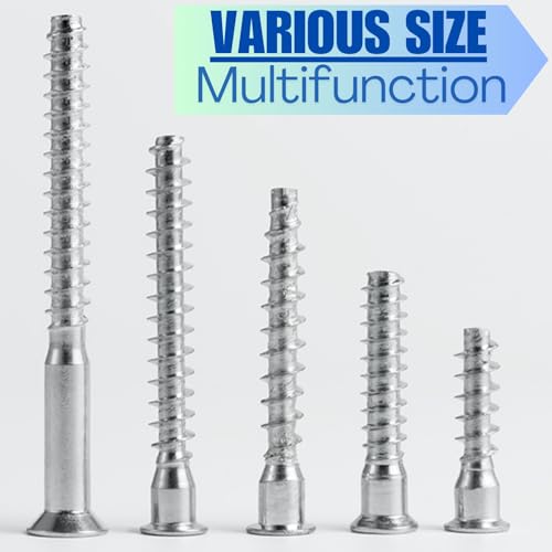 Confirmat Screws, 100 PCS M7 x 50mm, Hex Socket Drive Countersunk Self-Tapping Furniture Connecting Screw Set Carbon Steel Zinc Plated Silver