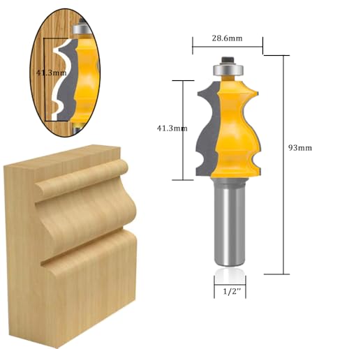 TAIWAIN Router Bit Set 1/2 Inch Shank 5 PCS, Panel Wood Milling Cutter,Rail &Stile Woodworking Miter Carbide CNC Cutting Tool for Cabinet Drawer Door Surfacing Woodwork Router Bits Sets (5)