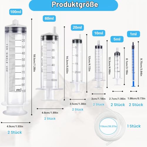 12 Piece Needle-Free Dispensing Syringe Set 1-100ml | Clear scale for measuring, dispensing and transferring liquids - for laboratory, glue, ink, oil, workshop and DIY