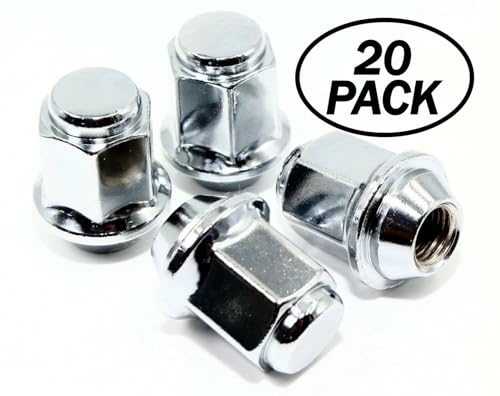 Set of 20 Veritek 12x1.5mm 13/16 21mm Hex 1.37 Inch 34.8mm Length Chrome OEM Factory Style Acorn Seat Lug Nuts for Hyundai Factory Wheels