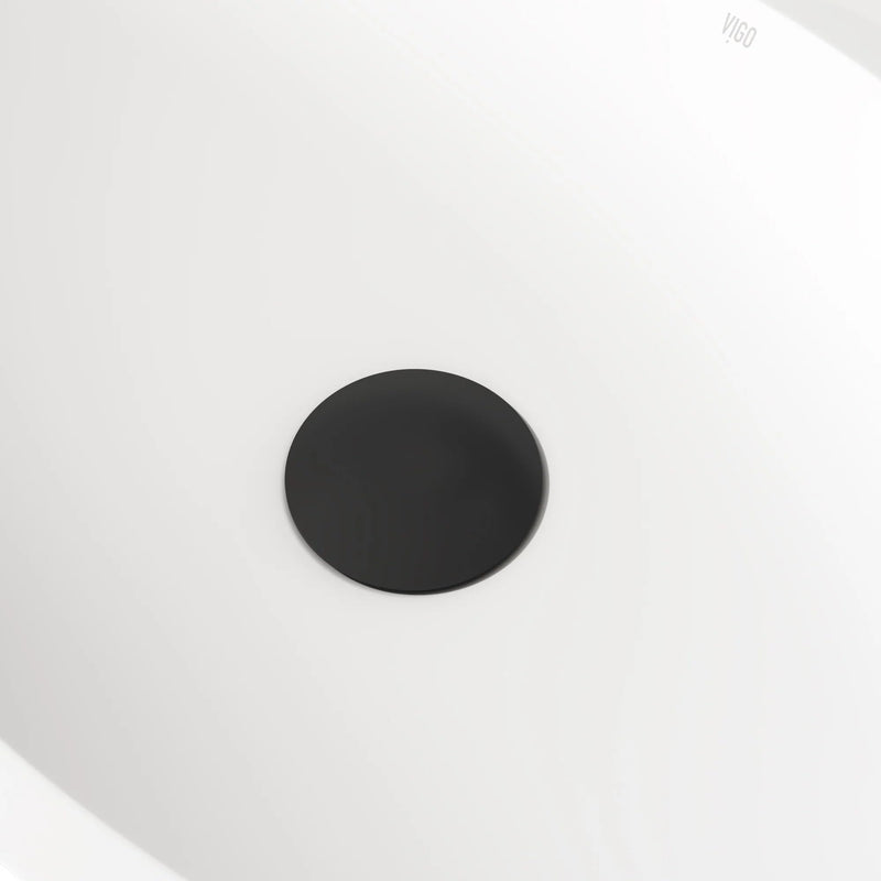 Vigo Bathroom Sink Pop Up Drain Without Overflow, Matte Black Drain Stopper with ClogFree QuickDrain Technology & Matching Mounting Ring