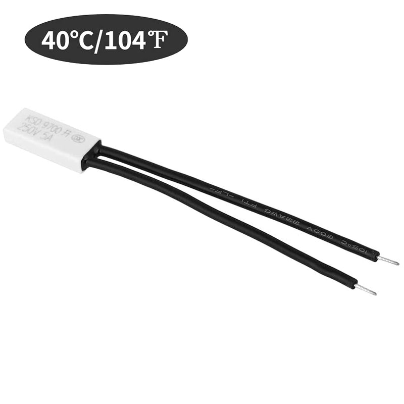 Fafeicy 40℃ KSD9700 Normally Open Temperature Controller, 250V 5A Thermal Protection Plastic Probe, for Temperature Control, Thermal Protection (40℃) 40℃