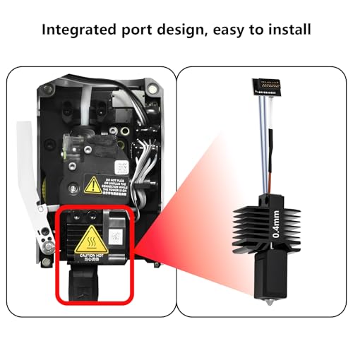 【Upgraded All-Metal Hotend】0.4mm Hardened Steel Nozzle Hotend Assembly for Bambu Lab P1S/P1P Printers, 24V 48W Ceramic Heater with High-Temp Thermistor Replacement Hotend for P1 Series 3D Printers 0.4mm