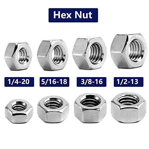 1/2-13 Hex Nuts 100Pcs 304 Stainless Steel 18-8, Full Thread, Hex Drive, Bright Finish by SG TZH 1 1/2-13