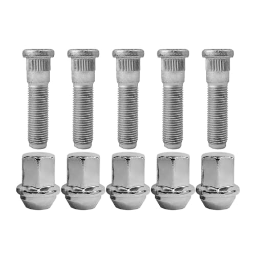 10PCS M14x1.5 Chrome Wheel Lug Stud Nut Set Compatible with 2011-23 Jeep Grand Cherokee Wrangler Gladiator Ford Mustang Ram 1500 2500 3500 Dodge Durango Challenger Charger 10PCS