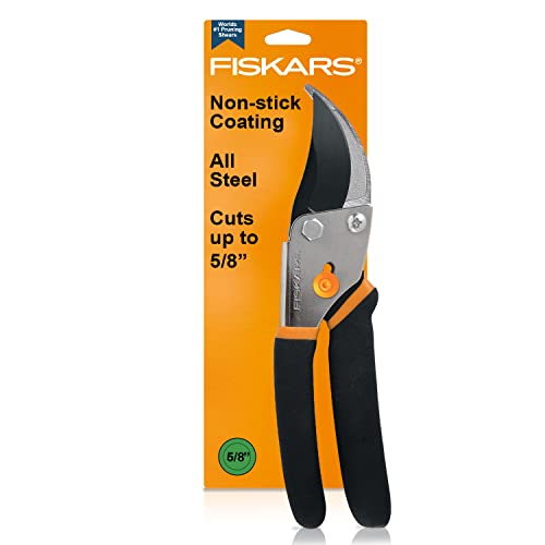 Bundle of Fiskars Bypass Pruning Shears, 5/8-Inch Cut Capacity + Trowel for Digging and Planting + Ergo Cultivator for Digging, Aerating Soil, and Weeding