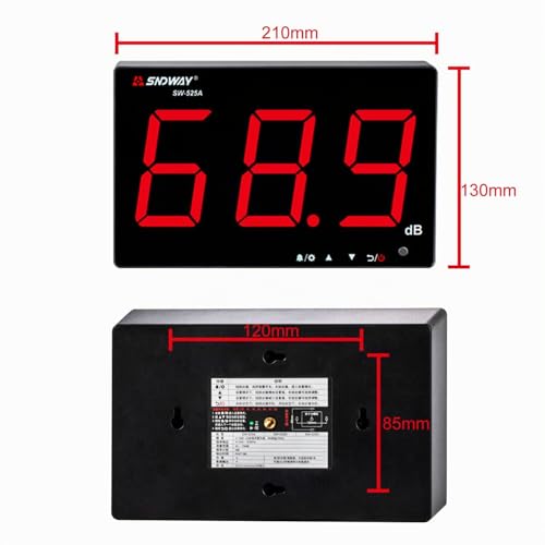 Dezibel Meter 30 dB - 130 dB Sound Level Meter for Wall Hanging with Backlight, dB Meter with Large Screen Alarm for Public Areas / Restaurants / Classrooms