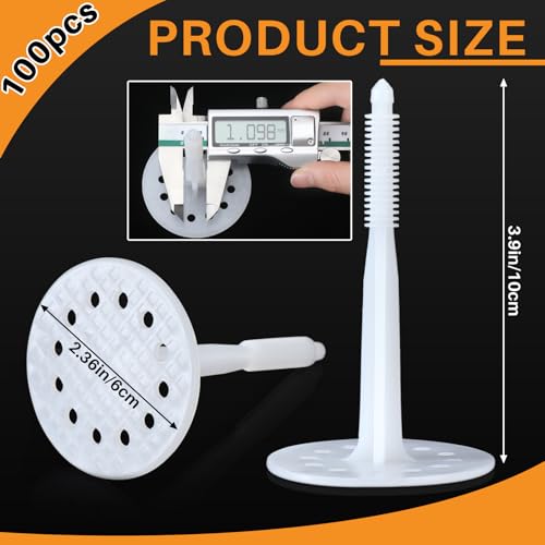 Wonderjune 100 Pcs Plastic Insulation Masonry Fasteners 2.36" Washers