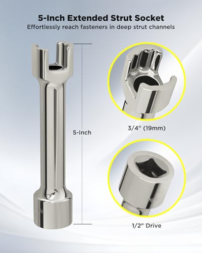 1/4"-20 Nylon Channel Squeeze Nut - 30 Pcs, 1/2″ Drive 3/4″ (19mm) Strut Channel Impact Socket