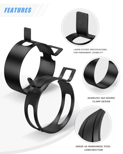 210Pcs Steel Spring Band Hose Clamp Kit (7-25mm) with Swivel Flat Pliers – Multi-Purpose Assortment for Fuel Line, Silicone, Vacuum Hoses Low-Pressure Air & Automotive Clip Clamps 210pcs with Plier