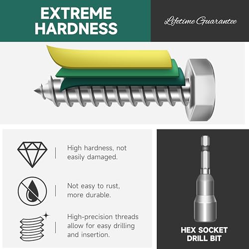 (20Sets) 1/4" x 3" Hex Head Lag Bolts & Wood Screws #10x3, 127 PCS 2lb, Deck Screws 3 Inch, Heavy Duty Lag Screws with Washers, Torx/Star Drive Head Deck Screw, T25 Star Bit Included