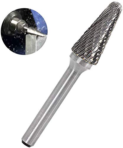 SL-4 5pcs Tungsten Carbide Burrs Cylinder Shape Double Cut Rotary Burr File(1/2" cutter Dia X 1"Cutter Length) with 1/4'' Shank dia,Pack of 5 SL-4 5PCS