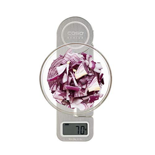 CASO Kitchen Ecostyle Design Kitchen Scales with Kinetic Energy, No Batteries Required, Up to 5 kg in 1 g Steps, Extra Flat, Stainless Steel