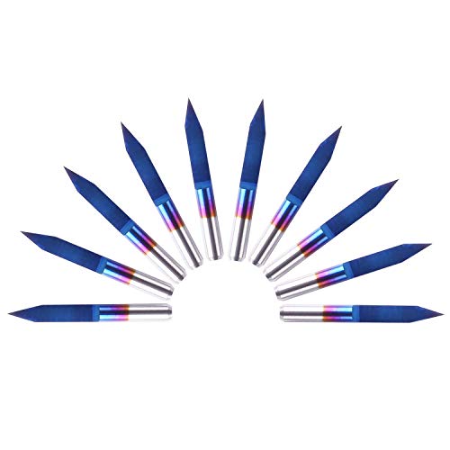 Genmitsu 10Pcs Nano Blue Coat Engraving Bits, 30 Degree 0.1mm Tip 1/8" Shank Conical V-Bit + Genmitsu EVA CNC Milling Bit Storage Tray with 85 Holes, 200mm x 200mm x 43mm