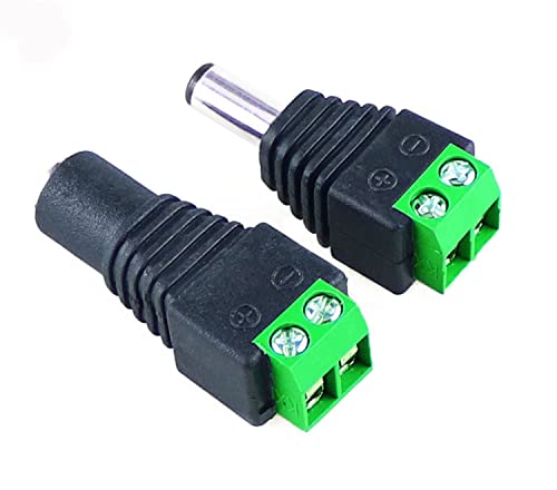 10pcs 5.5mm x 2.1mm Male and Female DC Plug Socket Power Adapter for CCTV Camera, LED Strip Lights Adapter Plug Jack Adapter Connector (5 x DC Female, 5 x DC Plug)