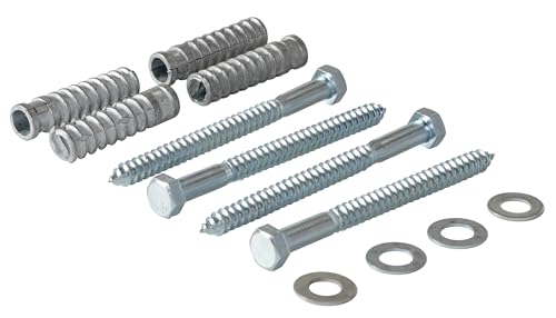 Vestil CS-33-KIT-4 Plastic Car Stop Concrete Hardware Kit with 4 Mounting Holes,Silver