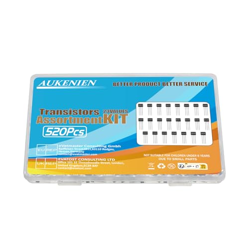 AUKENIEN 23 Values Transistor Assortment PNP NPN Transistors A1015 A733 C945 C1815 BC557 2N2907 2N3904 2N3906 2N5401 2N5551 S9012 S9013 S9013 S9013 S9011 4 S90 415 S9018 BC327 BC337 BC517 BC547 BC548 2N2222 S8050 S8550 BJT-23 Werte