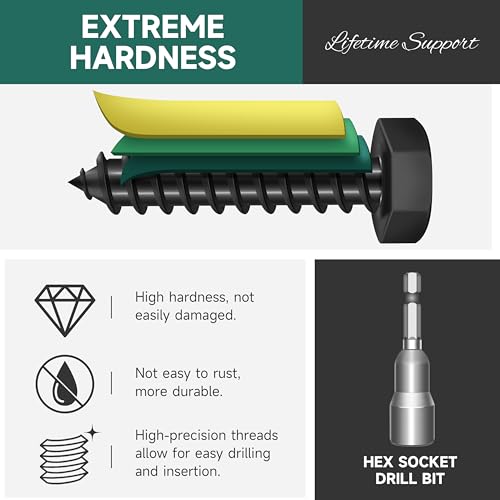 (10Sets) 3/8" x 2" Hex Head Lag Screws & 46Pcs 3/8 Hex Head Lag Bolts Screws Assortment Kit, Heavy Duty Lag Screws with Washers, 304 Stainless Steel, 3/8 Bolt for Wood, Fully Thread, Black