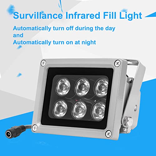 Infrared Illuminator, 940nm 6 LEDs 60 Degree Wide Angle IR Illuminator for Night Vision,Waterproof LED Infrared Light for CCTV Camera, Security Camera, No Power Adapter 940nm IR 60 degree