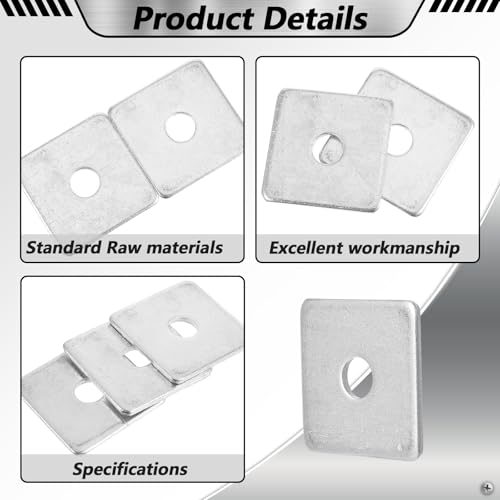 35 Pcs 3/8" Square Strut Washer Plates - 1-5/8" X 1-5/8" Electro-Galvanized Bearing Plates, 1/8" Thick - Fit 1-5/8inch Strut Channel, Washer Plates 35