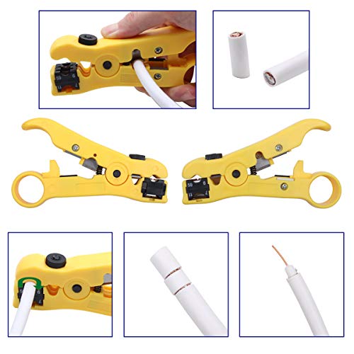 Delgada Coaxial Cable Crimper Kit Coax Compression Tool RG6 RG59 RG11 Cable Crimping Tool Connector Kit with 20PCS F Compression Connectors DL-YGB