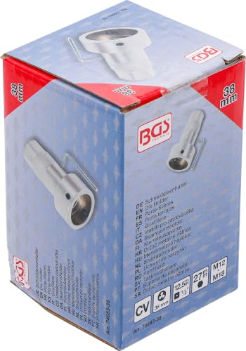 BGS 74683-38 | Die Holder | Drive Internal Square 12.5 mm / in in (1/2 Inch | Inner diameter 38 mm, chrome vanadium steel, chrome-plated, matt, with grub screws and mounting key 12,5 mm (1/2") | 38 mm | 1-tlg.