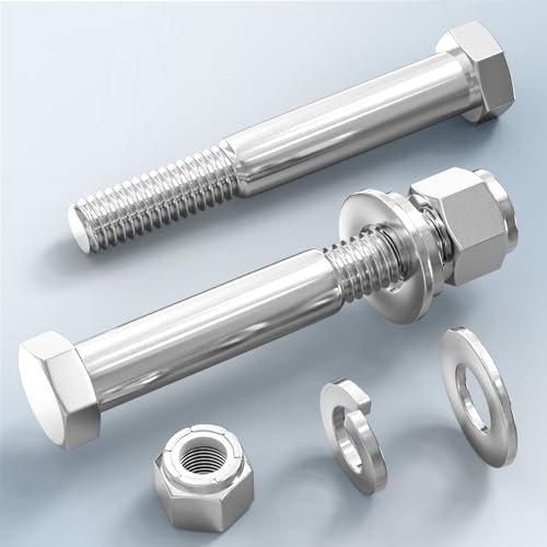 8PCS 1/2" x 3-1/2" 304 Stainless Steel External Hex Bolt, Half Threads Bolt with Nut and Spanner 1/2" x 3-1/2"